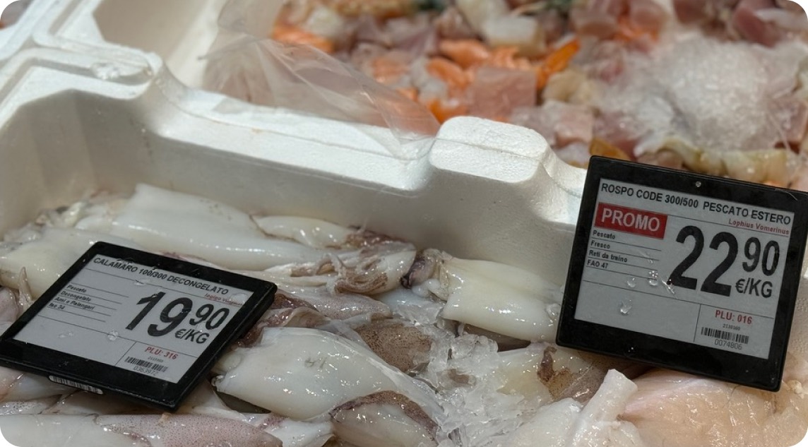 Etichette in pescheria